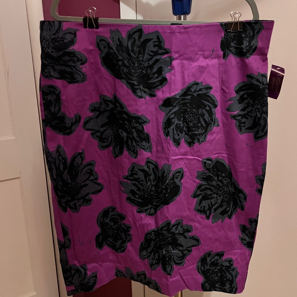 Lane Bryant Plus size Floral Purple and Black Skirt